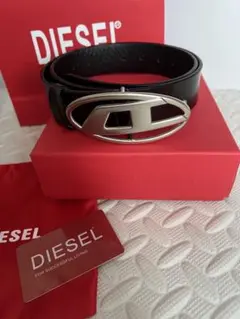 DIESEL レザー Dロゴ ベルト ブラック