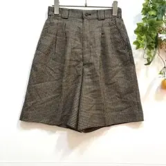【NH LADY】美品✨キュロット　ショートパンツ　千鳥格子　秋冬　茶色　M