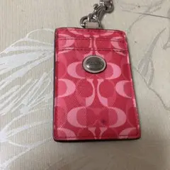 COACH ピンク ロゴ パスケース
