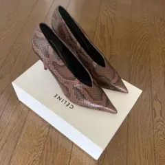 新品 Céline セリーヌ パイソン パンプス ブラウン 箱付き