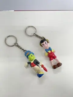 ピノキオとジミニー・クリケット キーホルダー　昭和レトロ ヴィンテージ
