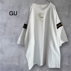 【新品】GU メンズ ワイドフィット フットボールT 5分袖 オーバーサイズ