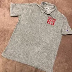 champion チャンピオン 半袖ポロシャツ メンズL グレー タオル生地