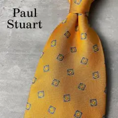 美品 Paul Stuart ジャガード 小紋柄 スクエアドット柄 ネクタイ