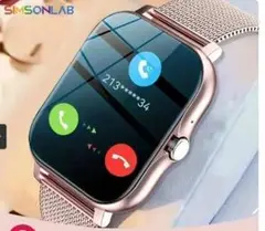 ❤【新品未使用】スマートウォッチ ピンクメタルバンド　大画面　IP68防水防塵