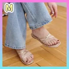 大人気 M ゴールド クロスラインストラップサンダル DISCOAT サンダル