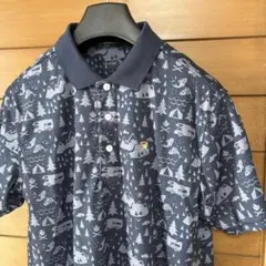 未使用サイズL アーノルドパーマーGOLF総柄プリント半袖DRYポロシャツ