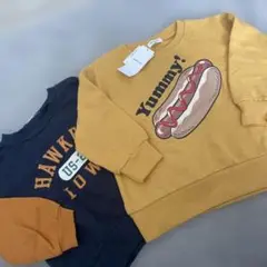 ホットドッグプリント ロゴ　トレーナー セット　100cm