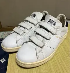 アディダス スタンスミス ベルクロ 金ロゴ ネイビー 本革 レザー 25.5