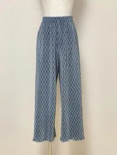 プリーツ 総柄 パンツ ボトムス メロウ ウエストゴム デザインパンツ M