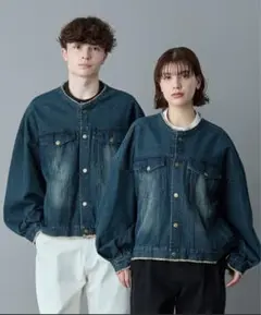 ruubon ノーカラーフリンジデニムジャケット Thevon（ゼボン）の「フリンジノーカラーGジャン（デニム