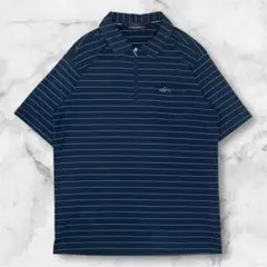 GREG NORMAN ストライプ ポロシャツ ハーフジップ ネイビー　L