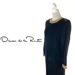 09T068☆ Oscar de la Renta ベロア ひざ丈ワンピース M