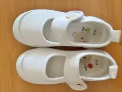 ホワイト メリージェーン 上履き 17cm 記名あり