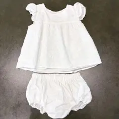 ホワイト刺繍コットン　フリルセットアップ　80