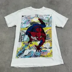 マーベル　スパイダーマン　トップス　半袖　Tシャツ　古着　ホワイト　白　M