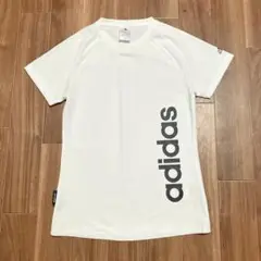 adidas 白　半袖　Tシャツ L ラグラン　ロゴ入り　吸汗速乾　ドライ