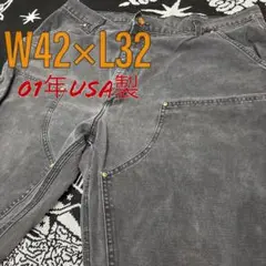 【希少/黒】Carhartt 01年製 ダブルニー ブラック W42×L32