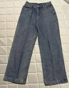 青 ワイドレッグデニムパンツ　新品