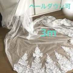 新品未使用　ウェディングロングベール　レース　3m