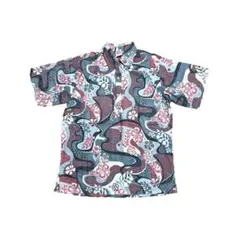 80～90s USA製 GO Barefoot 総柄 半袖シャツ L アロハ