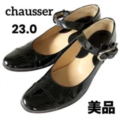 【美品】◾️chausser ショセ◾️パンプス◾️ストラップ◾️エナメル◾️ブラック