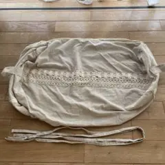 ベージュ コットン シングル布団収納袋 レース装飾