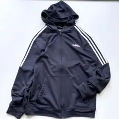 アディダス　ワンポイントロゴ　ジップアップ　スウェットパーカー　L adidas