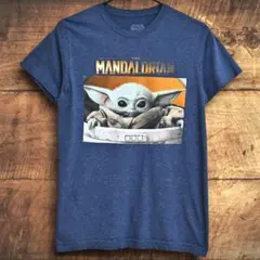 スターウォーズ　マンダロリアン　グローグー　Tシャツ　ネイビー　ベビーヨーダ
