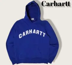【Carhartt】プルオーバーパーカー フェルトロゴ ブルー メンズSサイズ