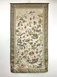 刺繍の掛軸（山水）ハンドメイド 刺繍の掛軸（山水）ハンドメイド
