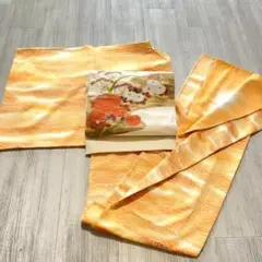 【A89】着物 小紋 袷 オレンジ 単品販売 着付練習やアレンジに