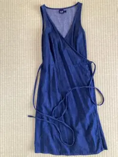 GAP デニムブルー ラップドレス ノースリーブ