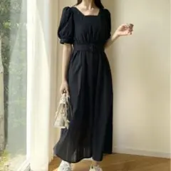 美品 オリーブデオリーブ 夏のダブルフロントワンピース ブラック 半袖 2WAY