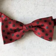 赤い　花柄　ボウタイ 蝶ネクタイ　100% シルク