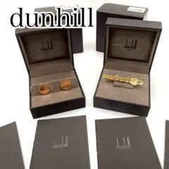 極美品　dunhill ゴールド ネクタイピン　カフリンクス　ロゴ入り　箱付き
