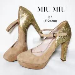MIU MIU ミュウミュウ 37(24cm) パンプス グリッター スエード
