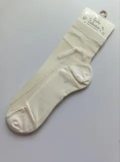 ホワイトリボン付きメッシュソックス 23〜25cm