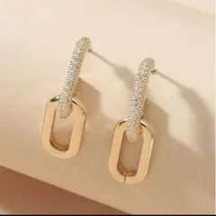 【人気】ブランド ピアス ゴールド チェーン　ハードウェア ジルコニア