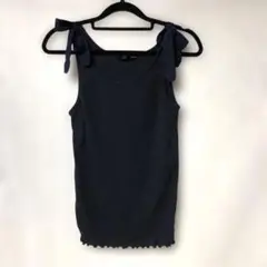 ヘザー　リボンタンクトップ　ネイビーブルー