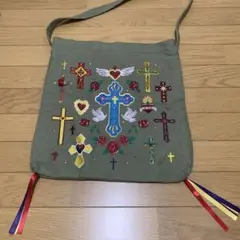 【新品未使用★大処分セール】刺繍十字架デザイン ショルダーバッグ 個性的