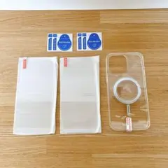 iPhone15Pro Max用ケース ガラスフィルム2枚付き クリア 透明