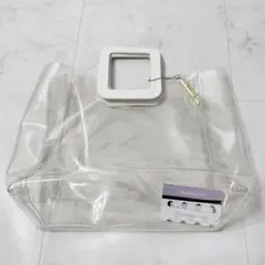 シャルマントサック　ビニール皮トートバッグ　白