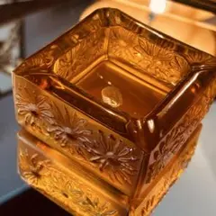 湯布院アンティーク ボヘミア ビンテージ アンバーガラス 小物入れ アッシュ