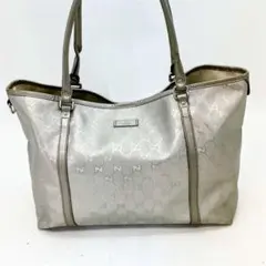 グッチ トートバッグ ハンドバッグGGインプリメレザーシルバーGG柄EK401