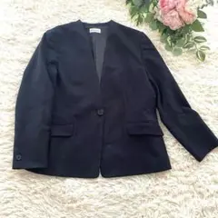 美品♡ PLST プラステ　ノーカラージャケット　ネイビー　大きいサイズ　XXL