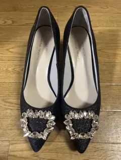 最終値下げ オリエンタルトラフィック ビジューバックルグリッターパンプス