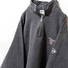 レッドウッドクラシックWAGE刺繍 ハーフジップスウェットトレーナーグレーL古着