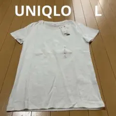新品未使用ユニクロUNIQLOスーピマコットンクルーネックTレディースL白