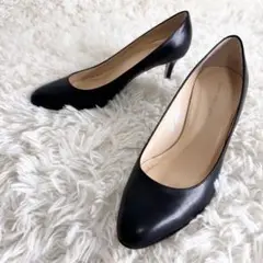 ファビオルスコーニ パンプス レザー 黒 ラウンドトゥ